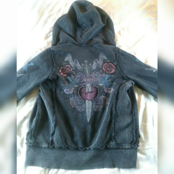 Sinful Tops - 🎸Factory Distressed Sinful Embellished hoodie